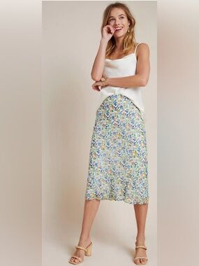 Maeve Ara Beaded Bias Midi Skirt, Size XL